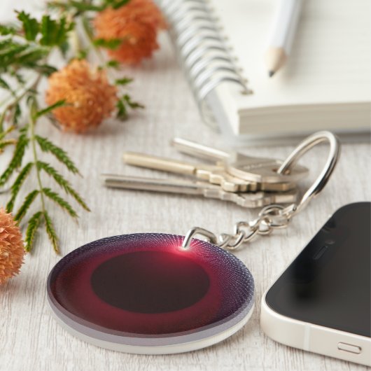 Abstracte Metallic Echo Kamer met Rode Geluidsgolf Sleutelhanger (Voorkant Rechts)