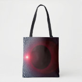 Abstracte Metallic Echo Kamer met Rode Geluidsgolf Tote Bag (Voorkant)