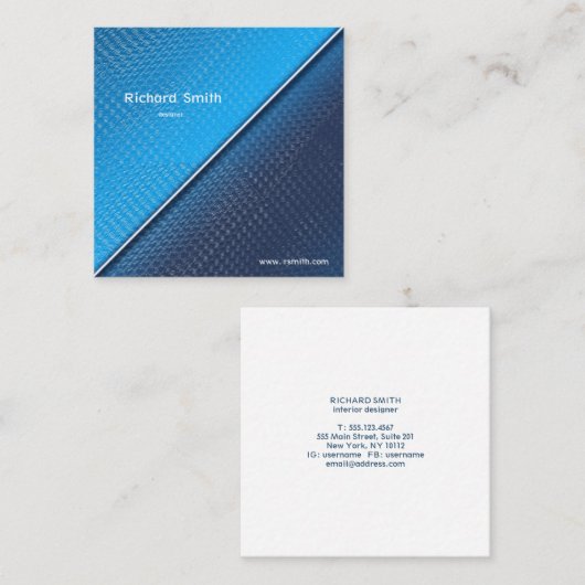 Abstracte metallische geborstelde oppervlaktextuur vierkante visitekaartje (Voorkant / Achterkant)