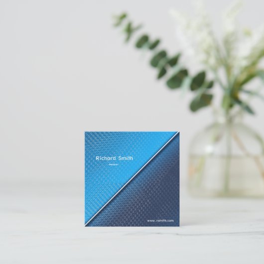 Abstracte metallische geborstelde oppervlaktextuur vierkante visitekaartje (Staand voorkant)