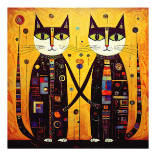 Abstracte metgezellen: een verhaal van twee katten foto afdruk