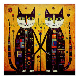 Abstracte metgezellen: een verhaal van twee katten perfect poster