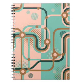 Abstracte metrokaart, dubbele patronen. notitieboek