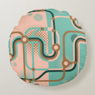 Abstracte metrokaart, dubbele patronen. rond kussen