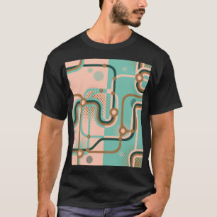 Abstracte metrokaart, dubbele patronen. t-shirt