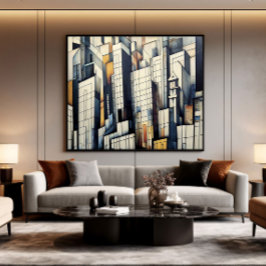 Abstracte metropool canvas afdruk