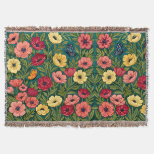 Abstracte Mexicaanse Anemonen Vlinders Dekens Deken