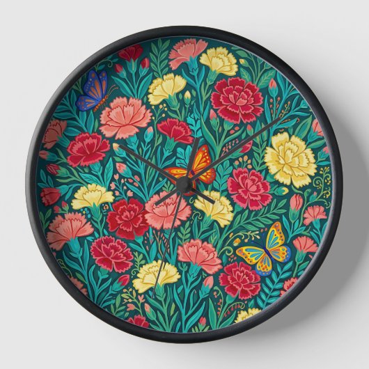 Abstracte Mexicaanse Anjer Vlinder Kunst Klokken (Voorkant)