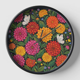 Abstracte Mexicaanse Dahlias Vlinders Kunst Klokke