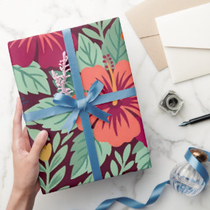 Abstracte Mexicaanse Hibiscus Tuin Inpakpapier