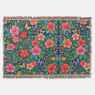 Abstracte Mexicaanse Hibiscus Vlinders Dekens Deken