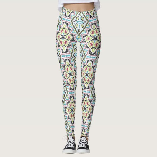 Abstracte mexicaanse stammenretro - afrikaanse eth leggings (Voorkant)