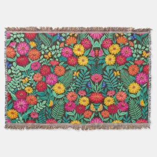 Abstracte Mexicaanse Zinnias Vlinders Dekens Deken