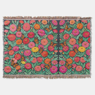 Abstracte Mexicaanse Zinnia's Vlinders Dekens Deken