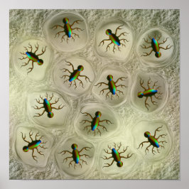 Abstracte microscopische organismen in cellulaire poster
