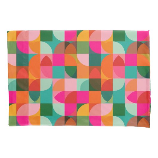 Abstracte Mid Century Modern Pattern Kleurrijke Re Kussensloop (Voorkant)