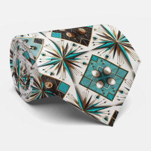 Abstracte Mid Century Modern Sterrenexplosie Diama Stropdas