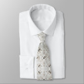 Abstracte Mid Century Modern Witte Diamanten Stropdas (Gebonden)