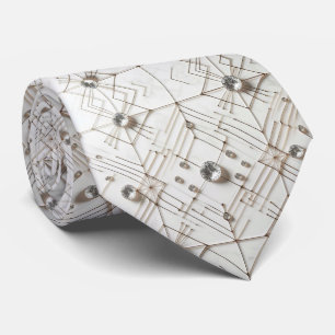 Abstracte Mid Century Modern Witte Diamanten Stropdas