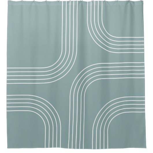 Abstracte Mid Century stijl lijnkunst Douchegordijn (Voorkant)
