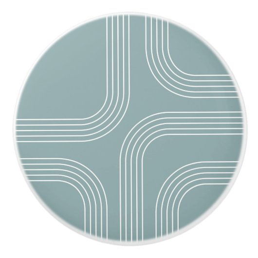 Abstracte Mid Century stijl lijnkunst Keramische Knop (Voorkant)