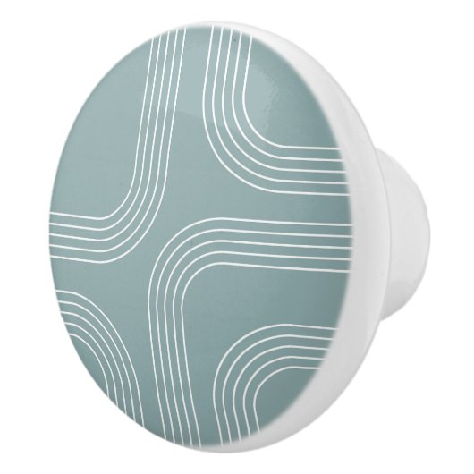 Abstracte Mid Century stijl lijnkunst Keramische Knop (Rechts)