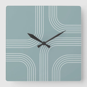 Abstracte Mid Century stijl lijnkunst Vierkante Klok