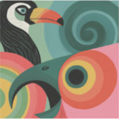 Abstracte midcentury toekan geometrische vogel sticker (Voorkant)