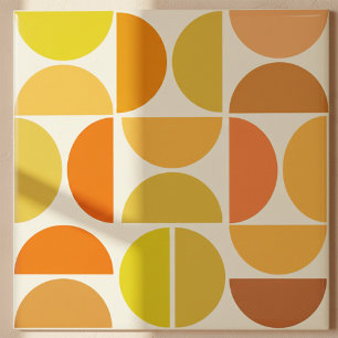 Abstracte middeleeuwse moderne cirkels oranje geel tegeltje