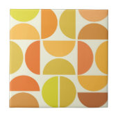 Abstracte middeleeuwse moderne cirkels oranje geel tegeltje (Voorkant)