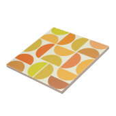 Abstracte middeleeuwse moderne cirkels oranje geel tegeltje (Zijkant)