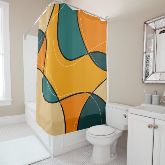 Abstracte middeleeuwse moderne douchegordijn (In situ)