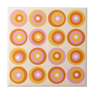 Abstracte middeleeuwse oranje cirkelpatroon tegeltje