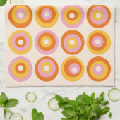 Abstracte middeleeuwse oranje cirkelpatroon theedoek (Gevouwen)