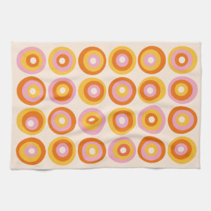 Abstracte middeleeuwse oranje cirkelpatroon theedoek