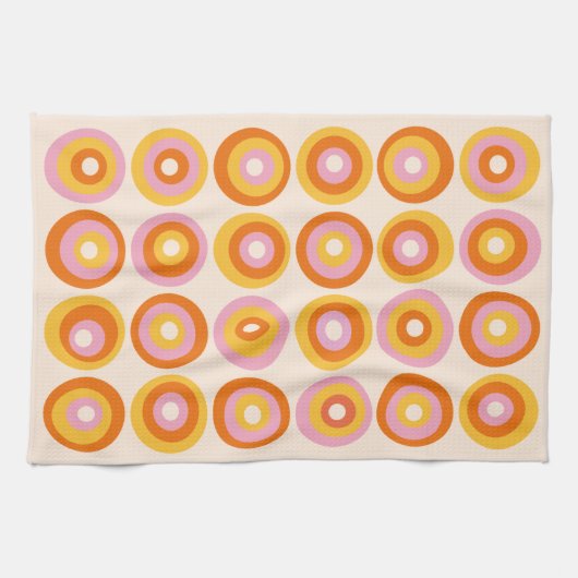 Abstracte middeleeuwse oranje cirkelpatroon theedoek (Horizontaal)