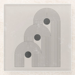 Abstracte midden-eeuwse, geometrische balansvormen glazen onderzetter