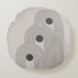 Abstracte midden-eeuwse, geometrische balansvormen rond kussen
