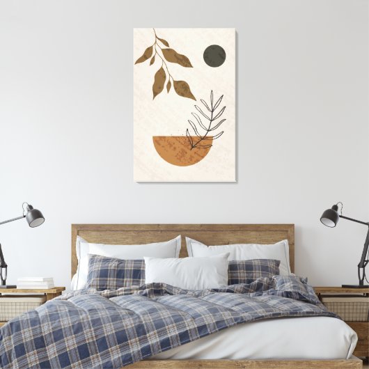 Abstracte Midden-eeuwse kunst, Neutral Tones Canva Canvas Afdruk (Insitu (Slaapkamer))