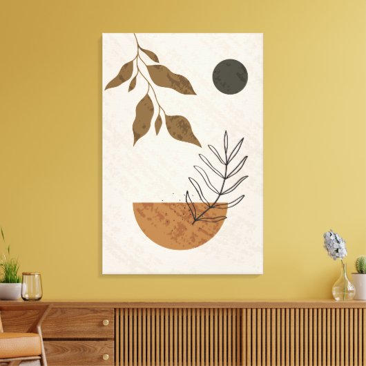 Abstracte Midden-eeuwse kunst, Neutral Tones Canva Canvas Afdruk (Insitu (Woonkamer))