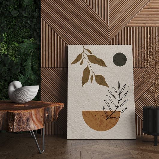 Abstracte Midden-eeuwse kunst, Neutral Tones Canva Canvas Afdruk