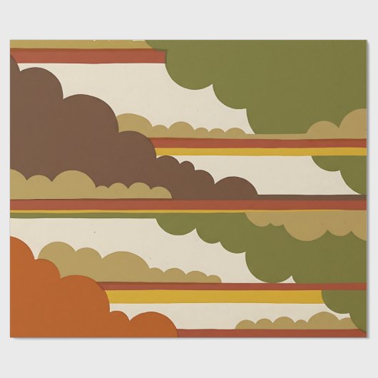 Abstracte MidMod Cloud Burnt Olive Inpakpapier (Vlak)