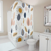 Abstracte minimal boho pastel beige blaadjes eenvo douchegordijn (In situ)