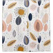 Abstracte minimal boho pastel beige blaadjes eenvo douchegordijn (Voorkant)