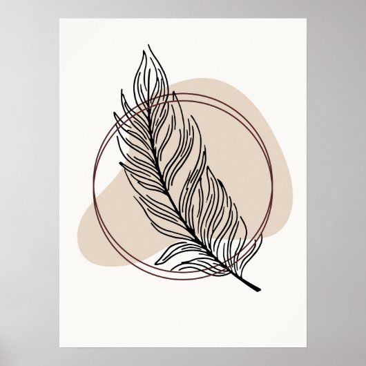 Abstracte Minimal Boho Style Design Leaf Botanical Poster (Voorkant)