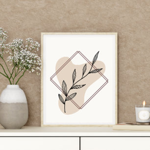 Abstracte Minimal Boho Style Design Leaf Botanical Poster