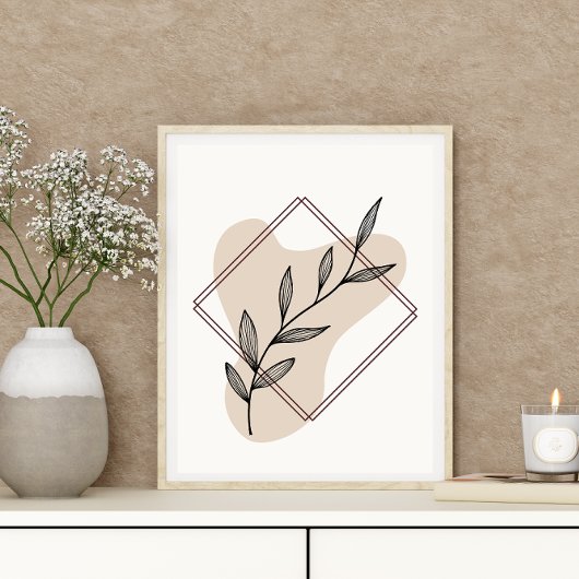 Abstracte Minimal Boho Style Design Leaf Botanical Poster