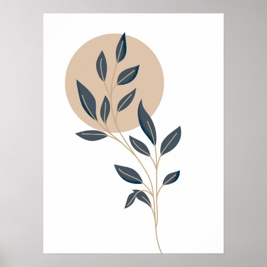 Abstracte Minimal Boho Style Design Leaf Botanical Poster (Voorkant)