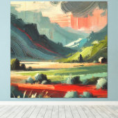 Abstracte Minimal Landscape Storm Brush Stroke Art Canvas Afdruk (Insitu (Houten vloer))