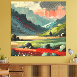 Abstracte Minimal Landscape Storm Brush Stroke Art Canvas Afdruk